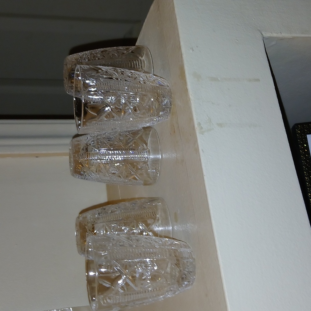 Crystal chot glasses for drinks.